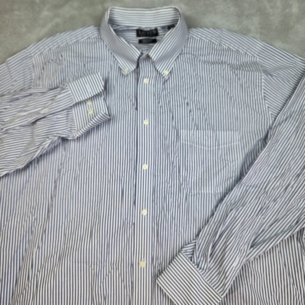 Lauren Ralph Lauren Button Down Shirt Mens 2XL Regular Fit Striped Blue White